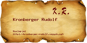 Kronberger Rudolf névjegykártya
